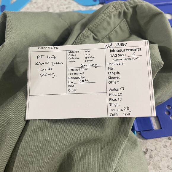 Ann Taylor Loft women's size 8 khaki loden green pants chinos patch detail trend - Picture 13 of 13